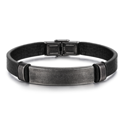 Personalised Men's Leather Bracelets Custom 2 Names 2 Letters Eternity Bracelet Black Gift for Him-Jessemade AU