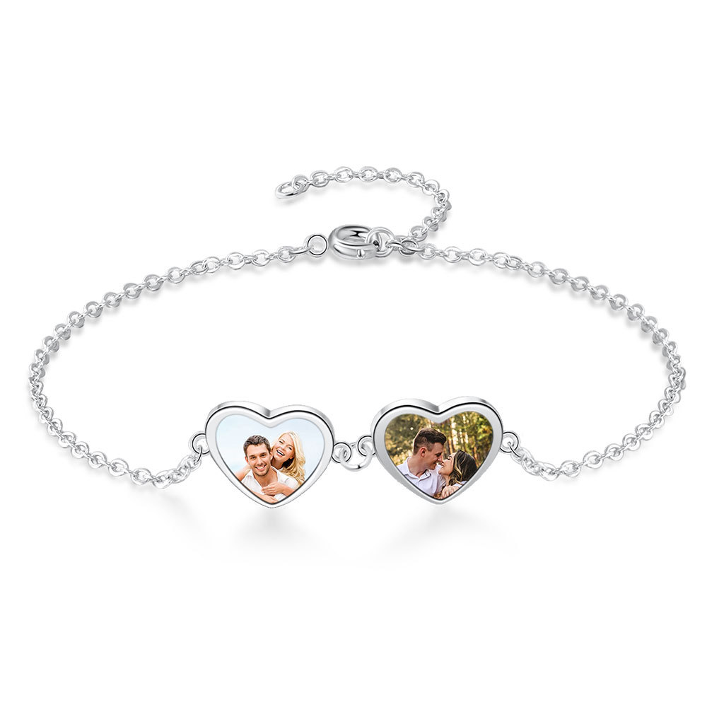 Personalised Heart Photo Bracelet Custom Photo Bracelet Gifts For Her-Jessemade AU