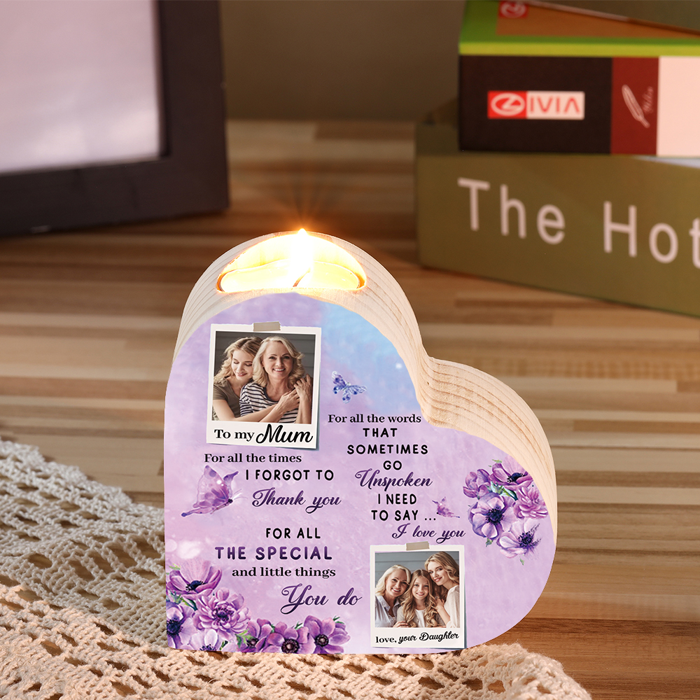 To My Mum - Customised Wooden Heart Candle Holder Candlesticks "I need to say I love you" Gifts For Mother-Jessemade AU