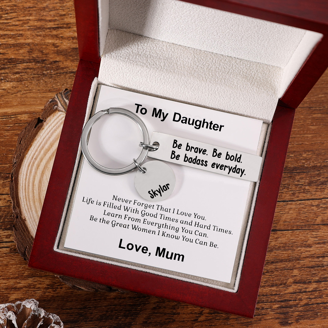 Be Brave Keychain Personalised Name Inspirational Gift "Be Brave. Be Bold. Be Badass Everyday"-Jessemade AU