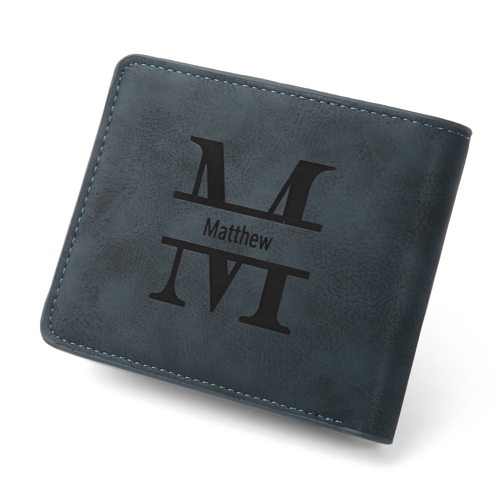 Personalised Monogram Leather Wallet Custom Photo & Name & Letter Wallet Father's Day Gift for Men-Jessemade AU