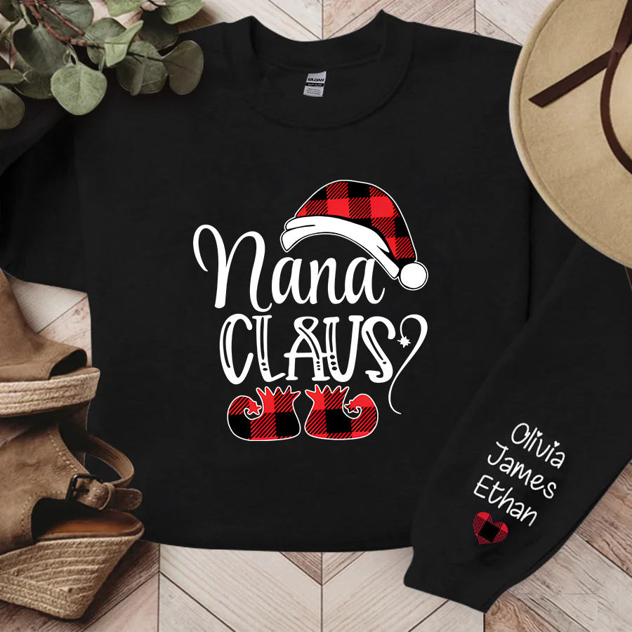 4 Names - Personalised Christmas Sweatshirt Custom Name & Text Sweatshirt Nana Claus Sweatshirt Gift for Family -Jessemade AU