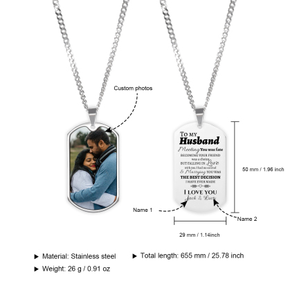 Personalised Photo Necklace Engraved Tag Keyring Gifts for Husband-Jessemade AU