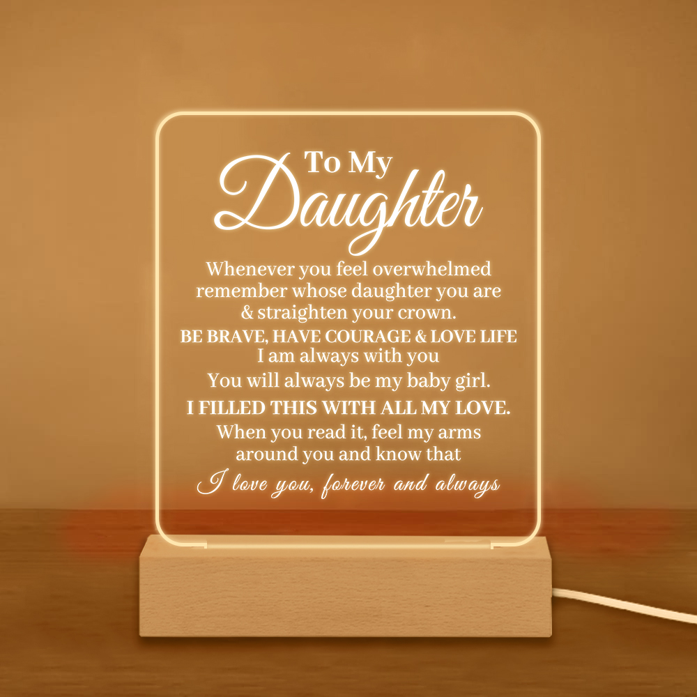To My Daughter Acrylic Night Light "I Filled This With All My Love" LED Lamp Heartwarming Gifts-Jessemade AU