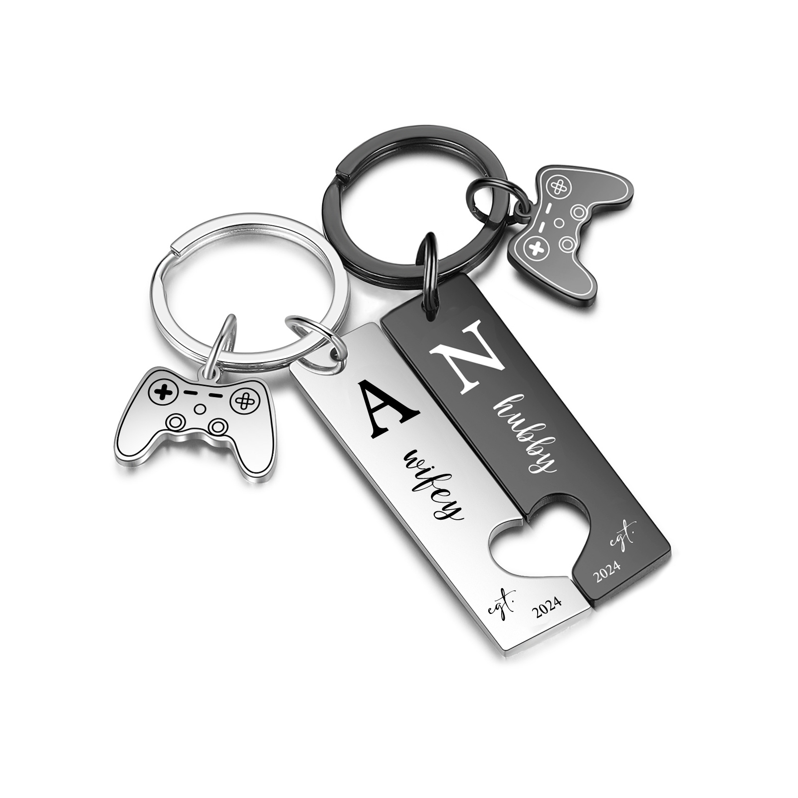 Personalised Couple Keychain Custom 2 Names &  2 Letters & Year Keyring Game Console Valentine's Day Gift for Him/Her-Jessemade AU