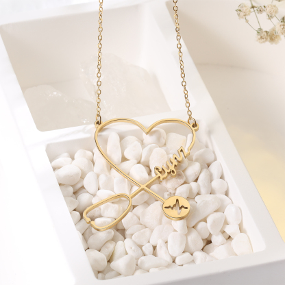 Stethoscope Name Necklace Heart Shape Personalised Name Necklaces Gift for Nurse-Jessemade AU