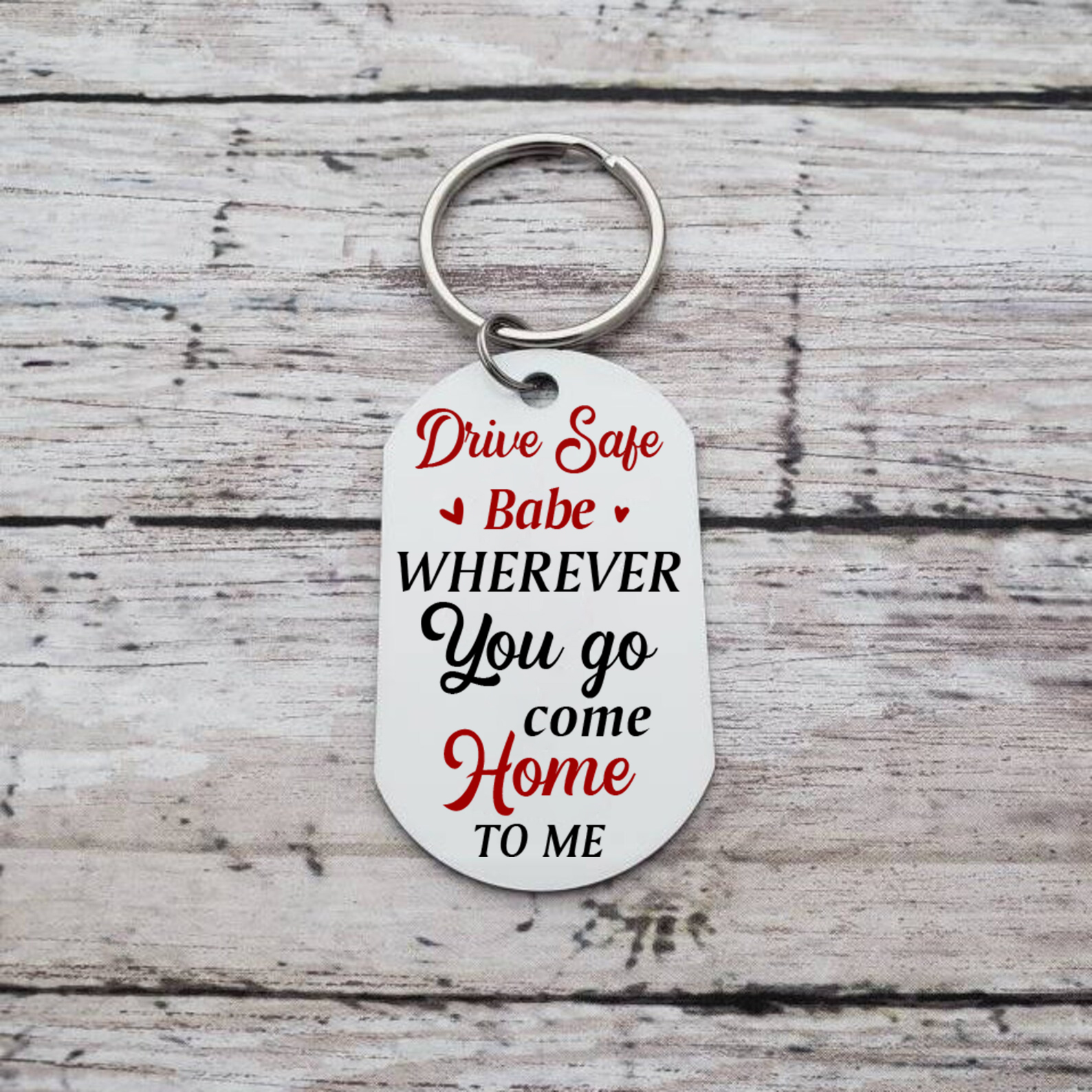 Personalised Couple Photo Keychain Customised 2 Names Keyring Valentine's Day Gifts - Drive Safe, Wherever You Go, Come Home To Me-Jessemade AU