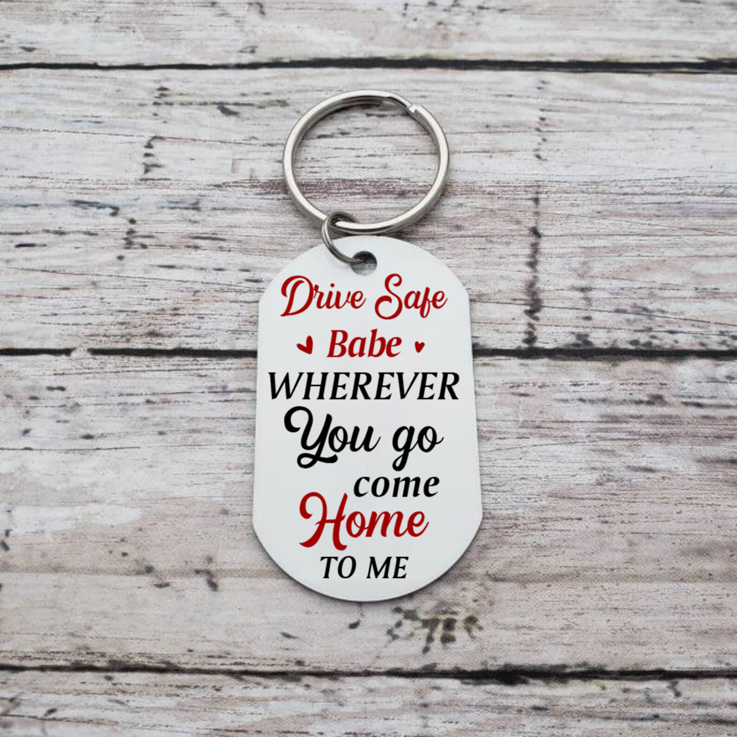 Personalised Couple Photo Keychain Customised 2 Names Keyring Valentine's Day Gifts - Drive Safe, Wherever You Go, Come Home To Me-Jessemade AU