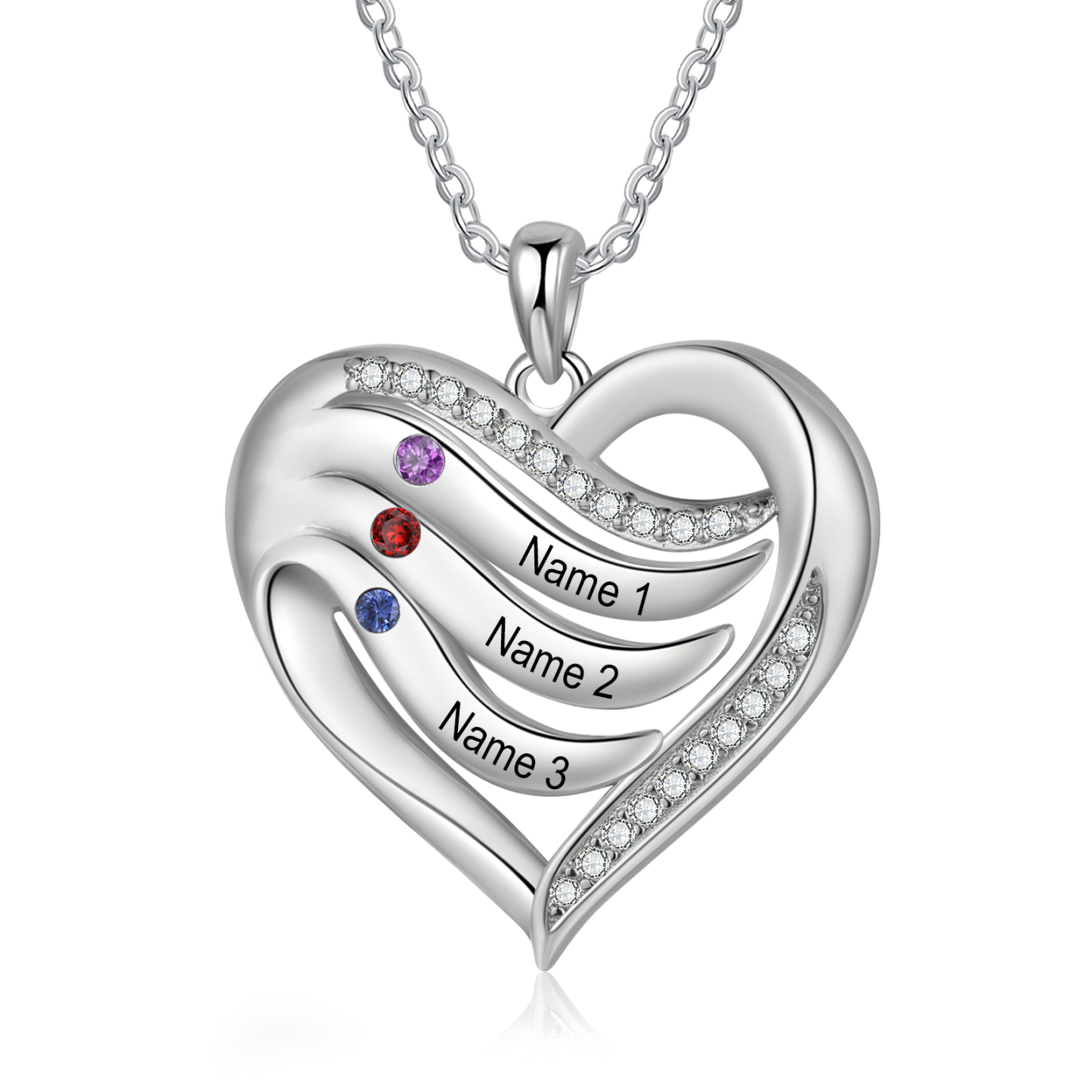 Personalised Intertwined Heart Pendant Necklace Custom 3 Birthstones & 3 Names Necklace Gifts for Her-Jessemade AU