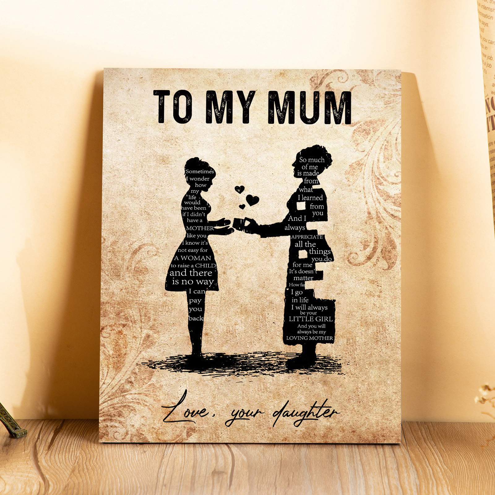 To My Mum Wooden Plaque Mother & Kid Silhouette Home Decoration Mother's Day Gifts - You Will Always Be My Loving Mother-Jessemade AU