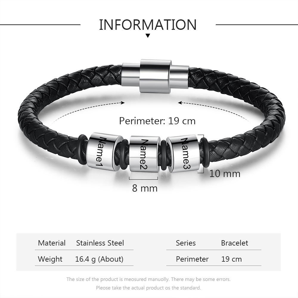 Customised 3 Beads Men's Bracelets For Him-Jessemade AU