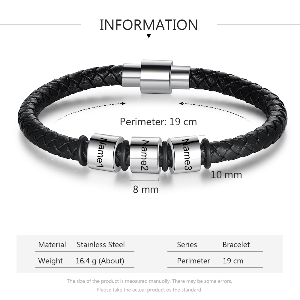 Customised 3 Beads Men's Bracelets For Him-Jessemade AU