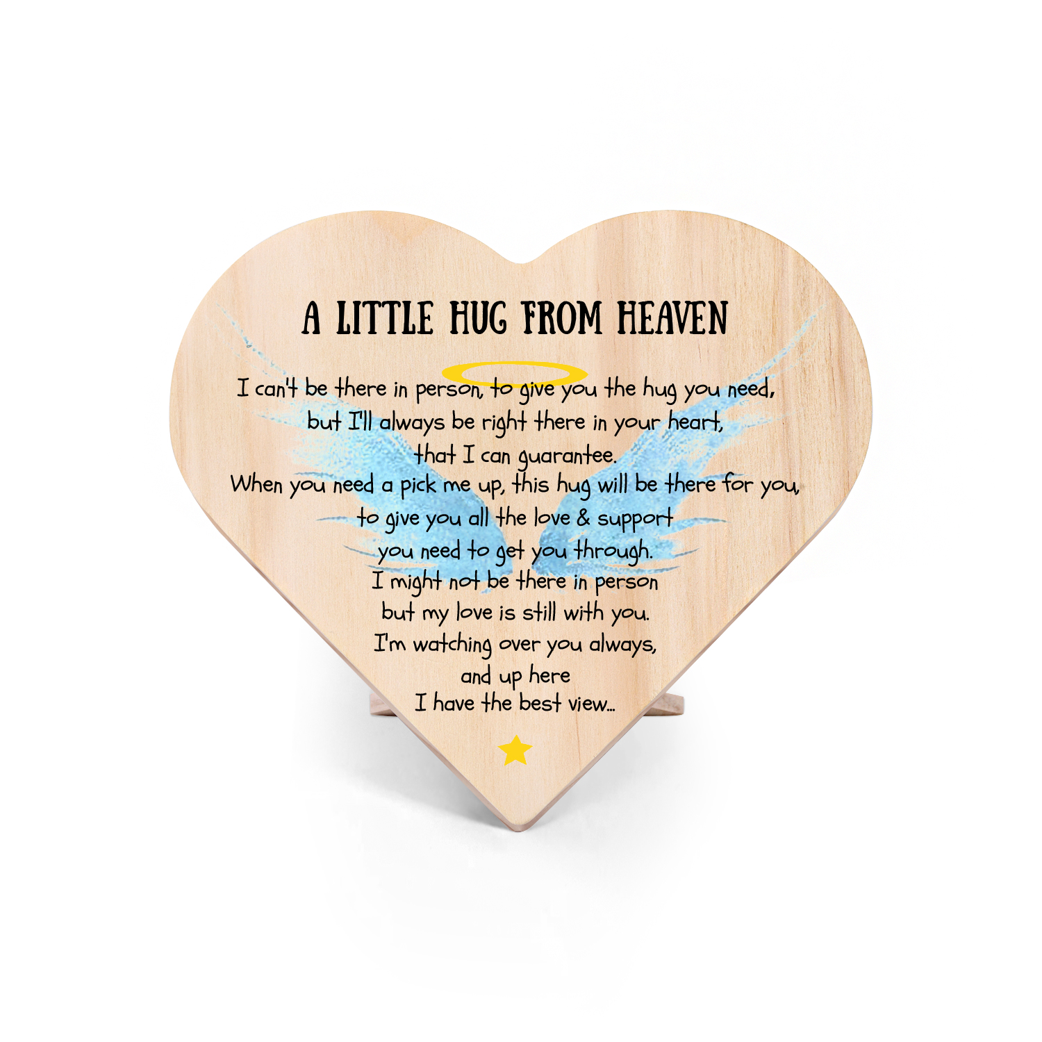 I'm watching over you Memorial Angel Wings Wooden Heart Keepsake Desktop Ornament-Jessemade AU
