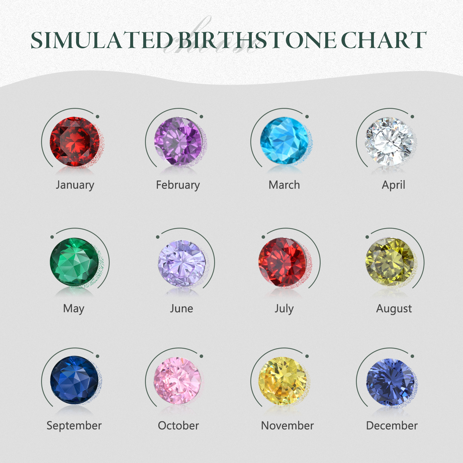 Personalised Flower Heart Necklace With 4 Birthstones Custom Names Necklace Gift For Her-Jessemade AU