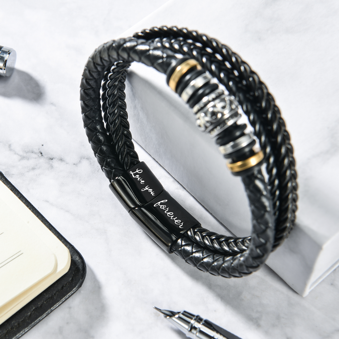 To My Man Leather Braided Bracelet - I Love You Forever And Always-Jessemade AU