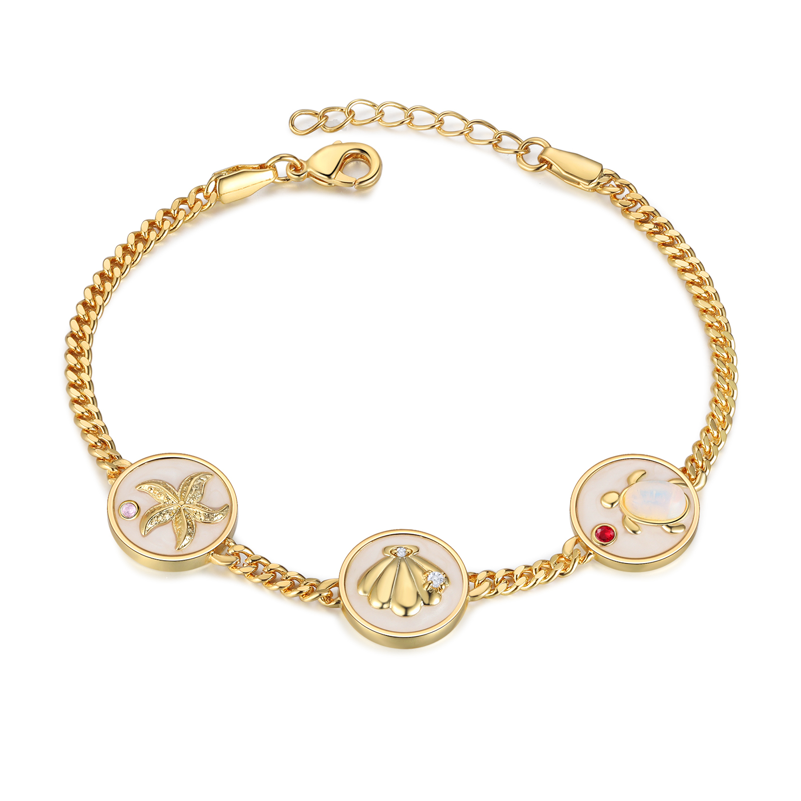 Personalised Women's Bracelet Customised 2-5 Names & Birthstones Bracelet Ocean Element Gift for Her-Jessemade AU