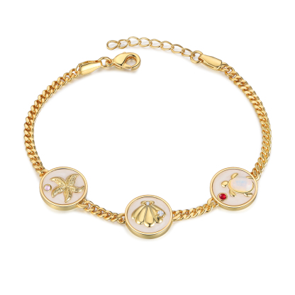 Personalised Women's Bracelet Customised 2-5 Names & Birthstones Bracelet Ocean Element Gift for Her-Jessemade AU