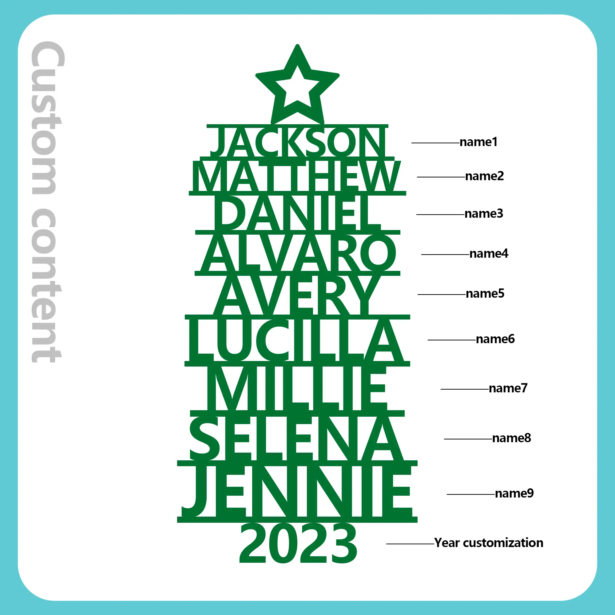9 Names - Personalised Christmas Tree Ornaments Customised Name Xmas Wooden Decor Gifts for Family Friends-Jessemade AU