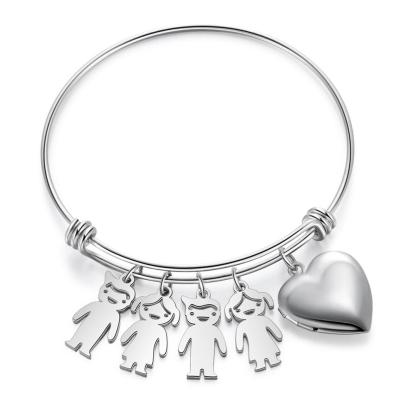 Customised Keychain with 4 Children Charms bangle-Jessemade AU