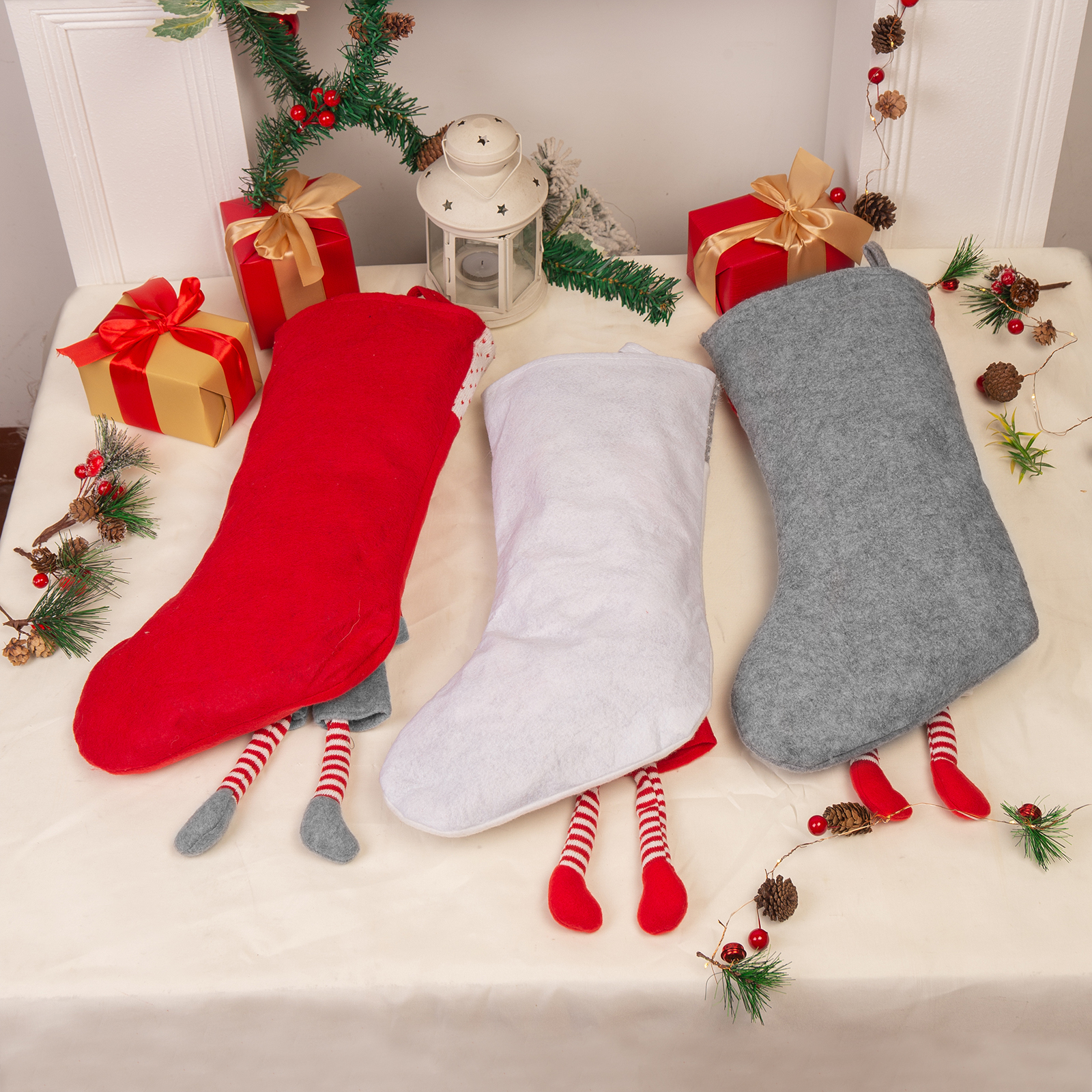 Custom 1 Name Christmas Stocking Ornament Christmas Gift Bags Santa Claus Stocking Gifts for Family Friends-Jessemade AU