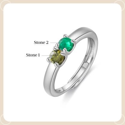 Personalised Women's Ring Customised 2 Birthstones Open Ring Birthday Gift for Women Girls-Jessemade AU