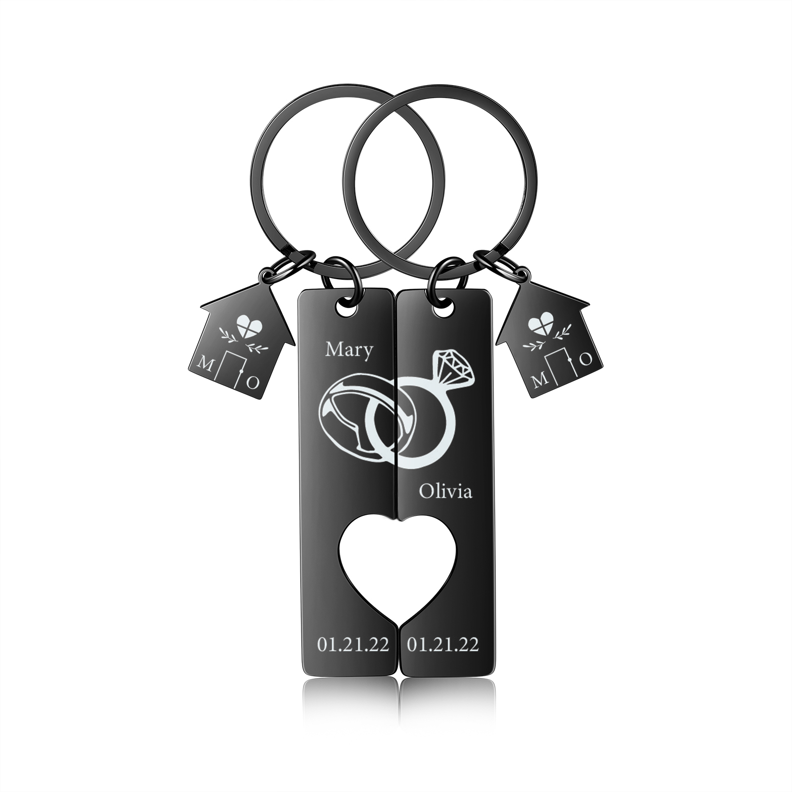 Personalised Couple Keychain Custom 2 Names & Letters & Dates Metal Keyring Matching Keychains Gifts for Couples-Jessemade AU