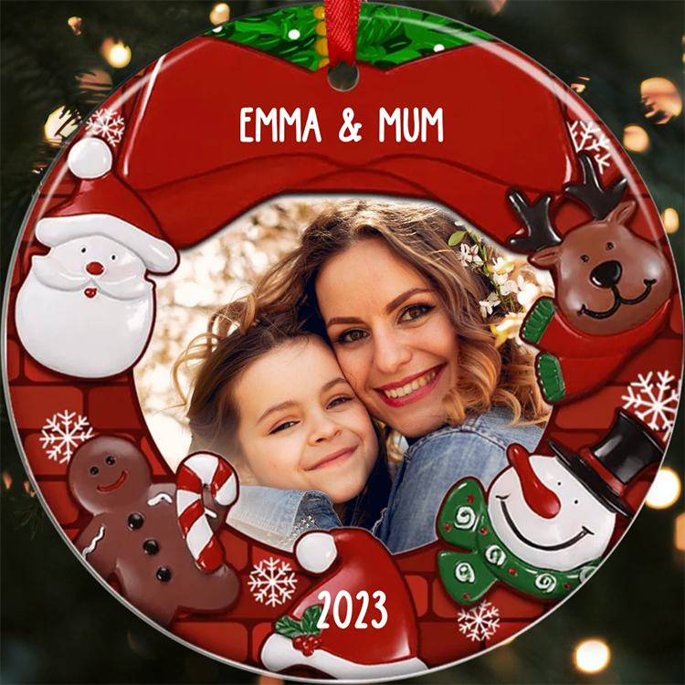 Acrylic Christmas Circle Ornaments Customised Photo & Name & Year Ornament Newborn Christmas Gifts-Jessemade AU