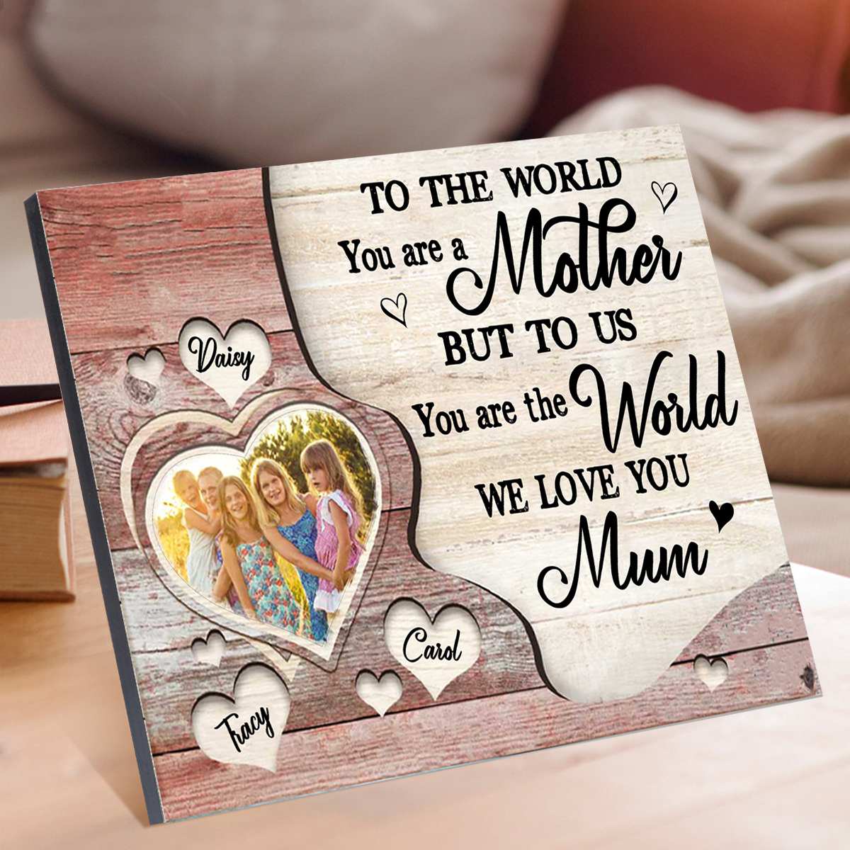 Mother Picture Board Personalised Photo Keepsake With 3 Names Wood Signs Photo Frame Gifts For Mum-Jessemade AU
