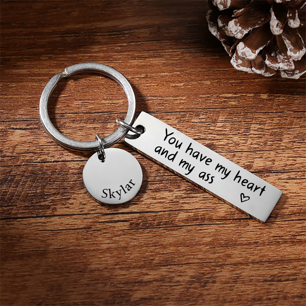 Personalised Couple Keychain Custom Name Keyring "You Have My Heart And My Ass" Valentine's Day Gifts for Couples-Jessemade AU