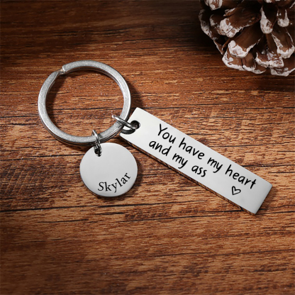 Personalised Couple Keychain Custom Name Keyring "You Have My Heart And My Ass" Valentine's Day Gifts for Couples-Jessemade AU