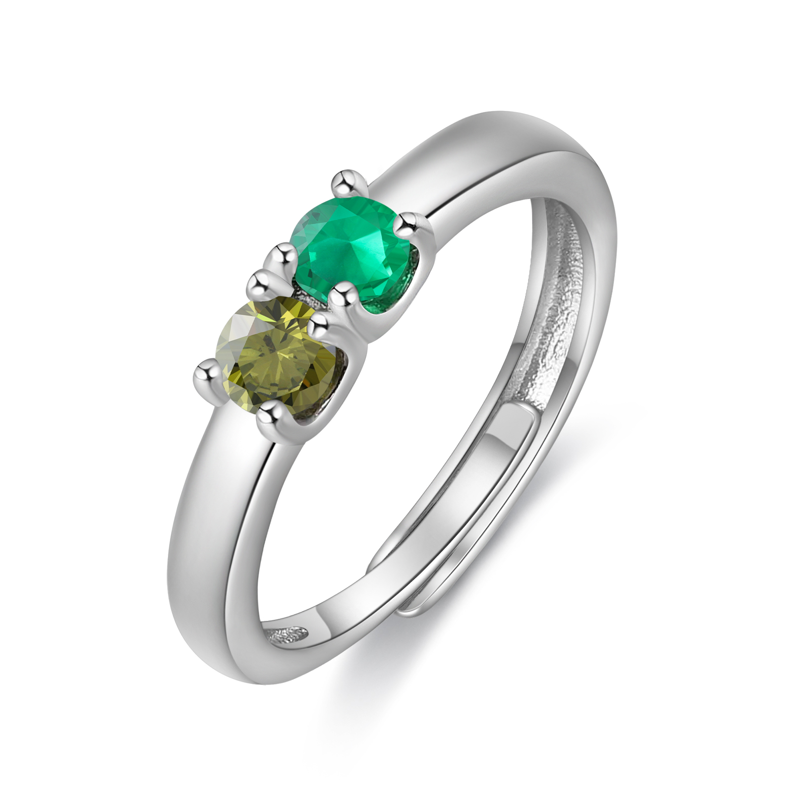 Personalised Women's Ring Customised 2 Birthstones Open Ring Birthday Gift for Women Girls-Jessemade AU