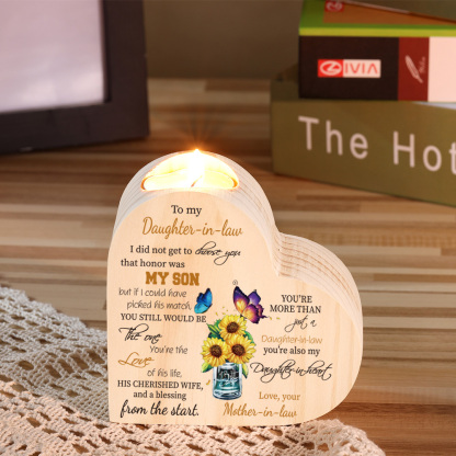 To My Daughter-in-law Wooden Heart Candle Holder "You’re also my daughter-in-heart" Gifts For Daughter-Jessemade AU