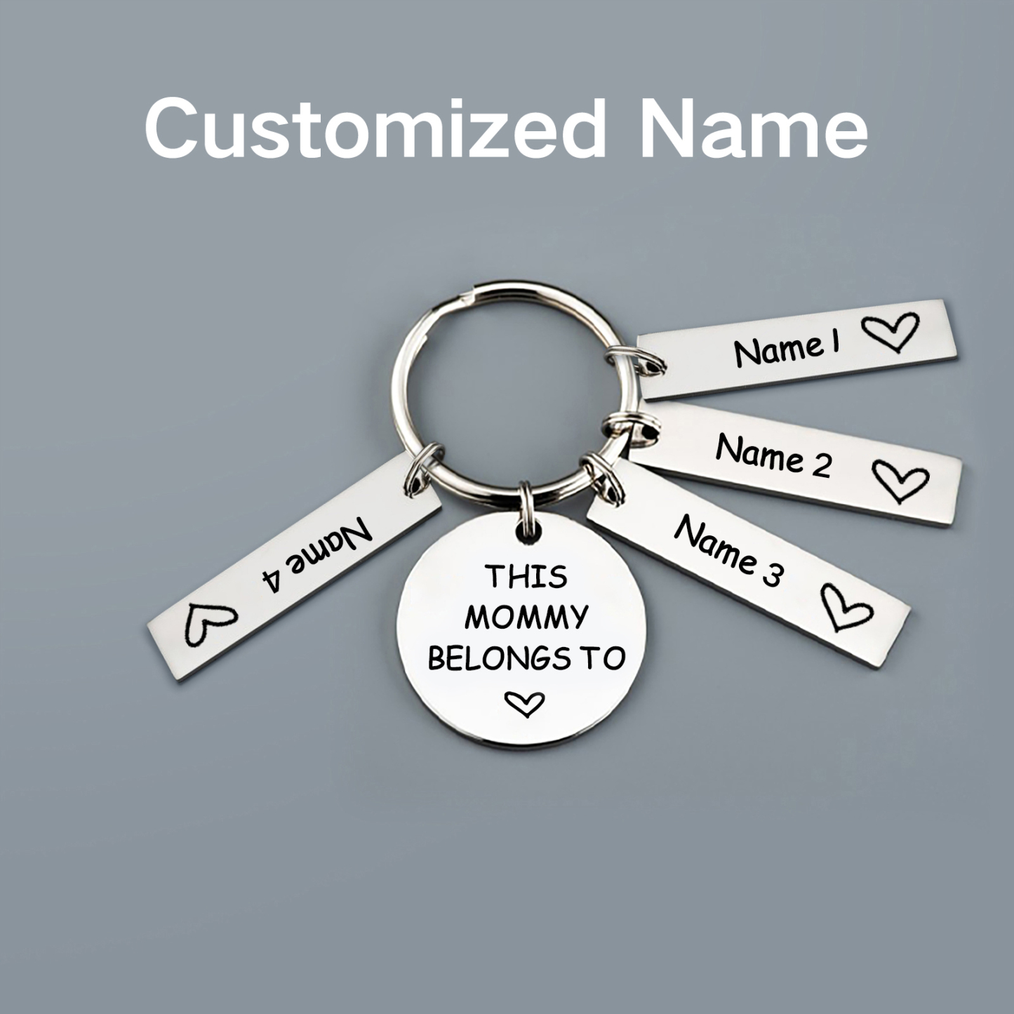 4 Names - Personalised Name Keychain Stainless Steel Keychain Special Gift for Mommy/Mummy-Jessemade AU