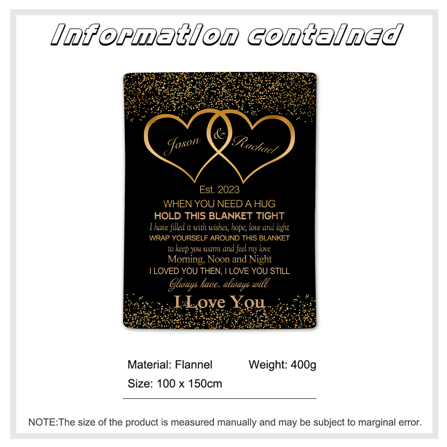 Personalised Couple Blanket Customised 2 Names Blanket Valentine's Day Anniversary Gift for Couples-Jessemade AU