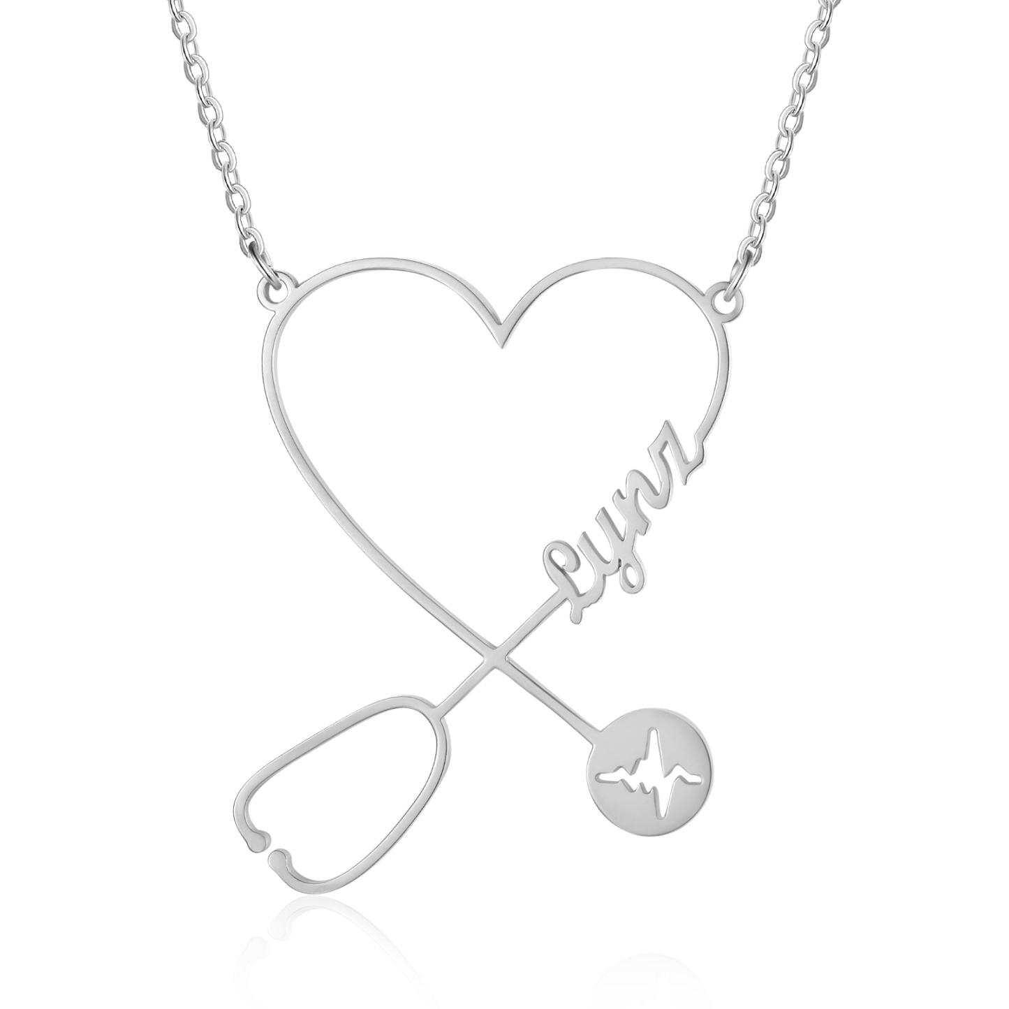 Stethoscope Name Necklace Heart Shape Personalised Name Necklaces Gift for Nurse-Jessemade AU
