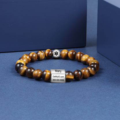 Personalised Round Beads Bracelet Custom Names Men's Bracelet Gifts For Him-Jessemade AU