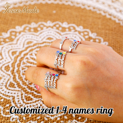 Personalised Birthstone Ring Custom 1 Name Ring Best Gift For Women-Jessemade AU