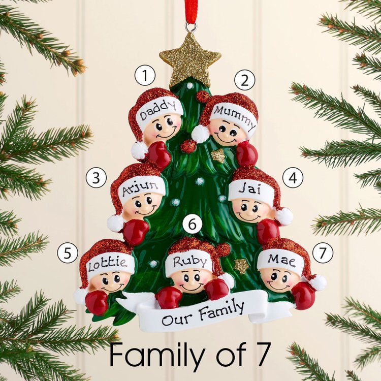 Personalised Family Christmas Ornament Custom 7 Names Hanging Ornament Gifts For Family
