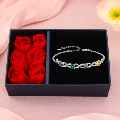 Personalised Infinity Bracelet Custom 4 Birthstones & 5 Names Bracelet Birthday Gift for Her-Jessemade AU