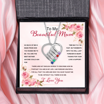 5 Names - Personalised Heart Pendant Necklace Custom Names & Birthstones Love Necklace Gifts for Mother-Jessemade AU