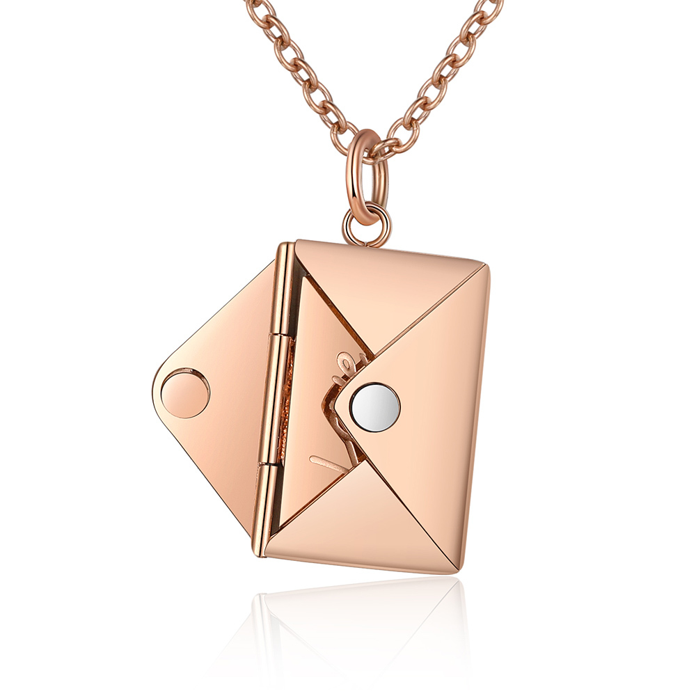 Personalised Envelope Pendant Necklace Customised Photo & Text Necklace Gold/Silver/Rose Gold Valentine’s Day Gift for Her-Jessemade AU