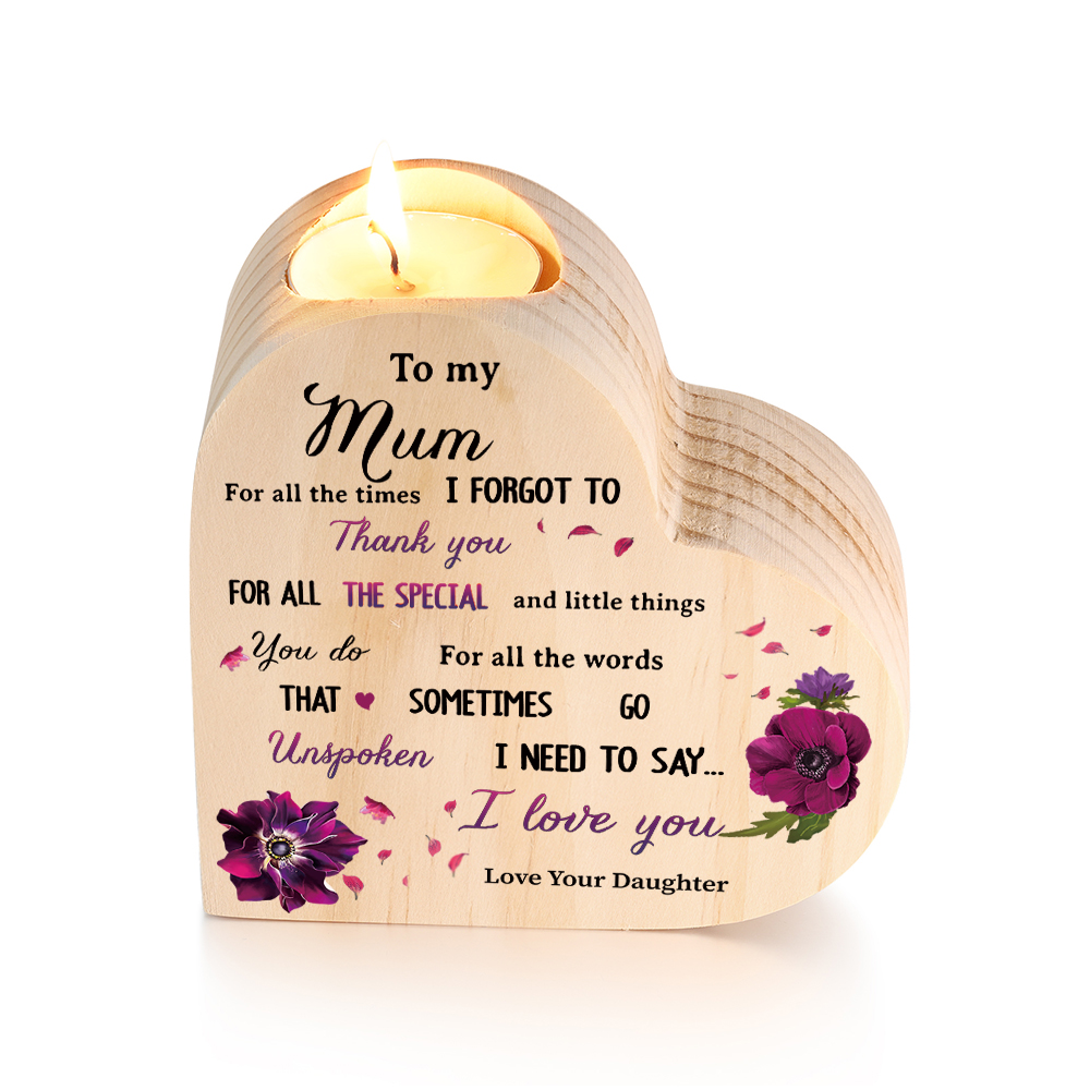 To My Mum Wooden Heart Candle Holder "I need to say I love you"-Jessemade AU