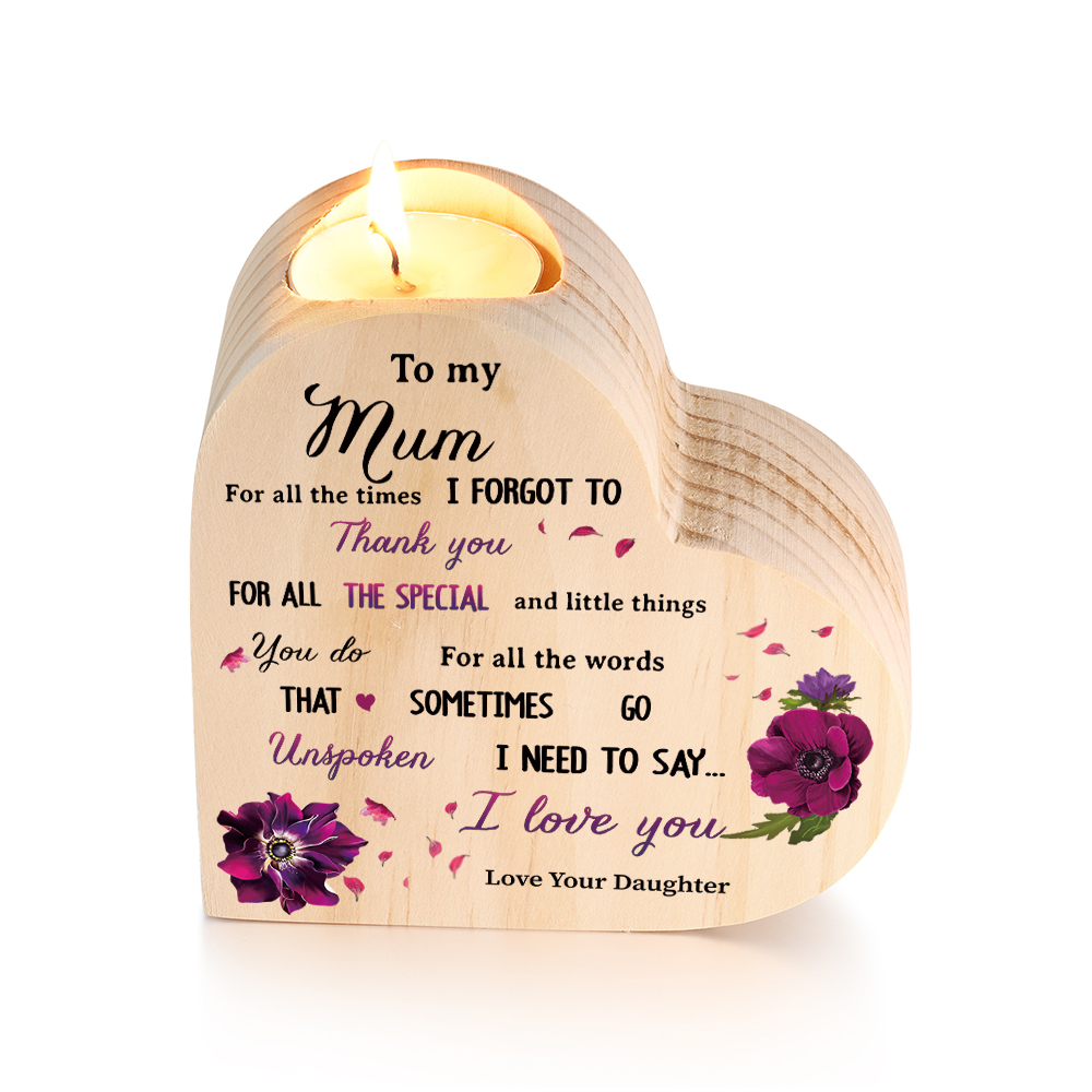 To My Mum Wooden Heart Candle Holder "I need to say I love you"-Jessemade AU