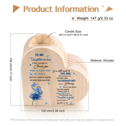 To My Daughter-in-law-Wooden Heart Candle Holder Butterfly Candlesticks "You still would be the one"-Jessemade AU