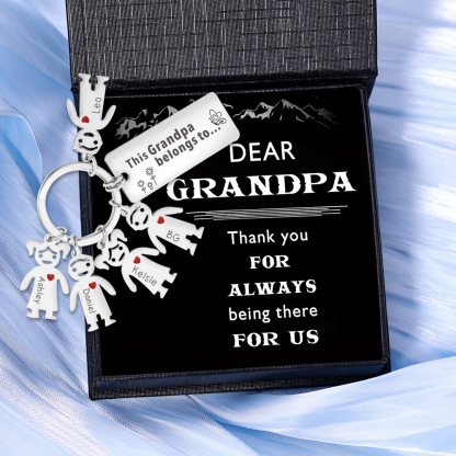 This Grandpa Belongs To Keychain Personalised Family Keychain with 6 Kid Charms Engrave 6 Names-Jessemade AU