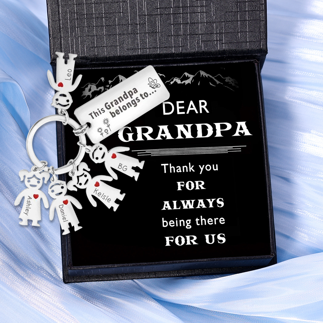 This Grandpa Belongs To Keychain Personalised Family Keychain with 5 Kid Charms Engrave 5 Names-Jessemade AU