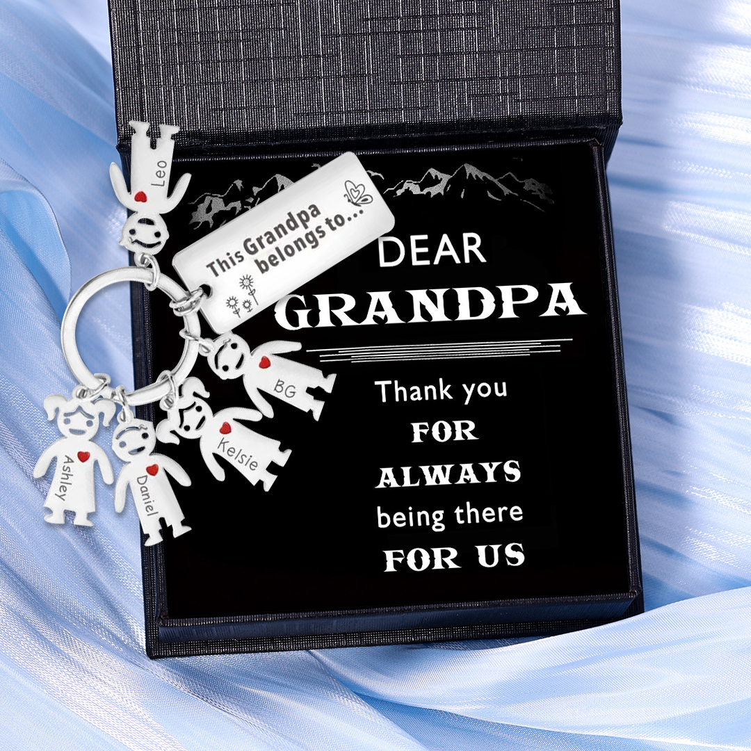 This Grandpa Belongs To Keychain Personalised Family Keychain with 5 Kid Charms Engrave 5 Names-Jessemade AU