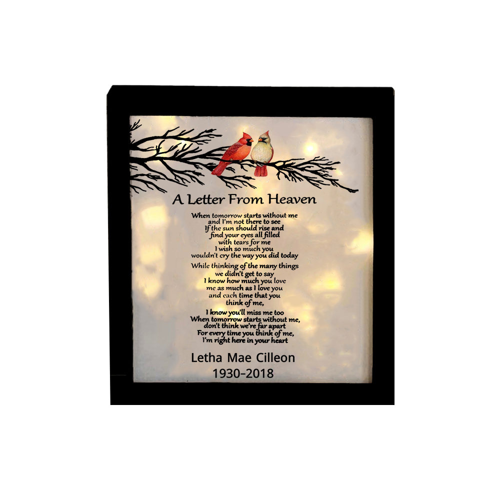 A Letter From Heaven Cardinals Memorial Frame Personalised Lighted Shadow Box-Jessemade AU
