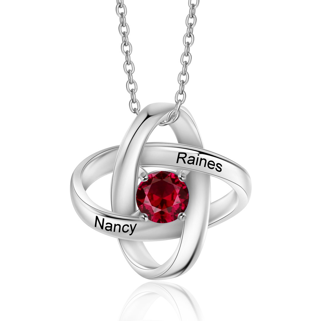 Personalised Necklace With 1 Birthstone Engraved Names Gift For Her-Jessemade AU