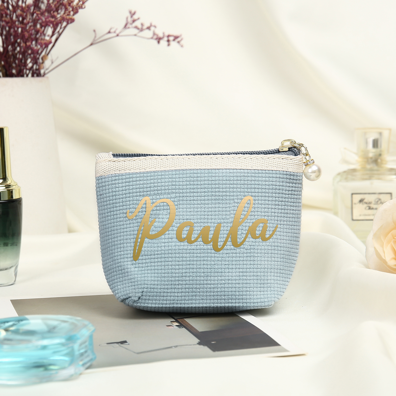 Personalised Name Cosmetic Bag Custom Makeup Bag Zipper Storage Bag Gifts for Ladies Girls-Jessemade AU